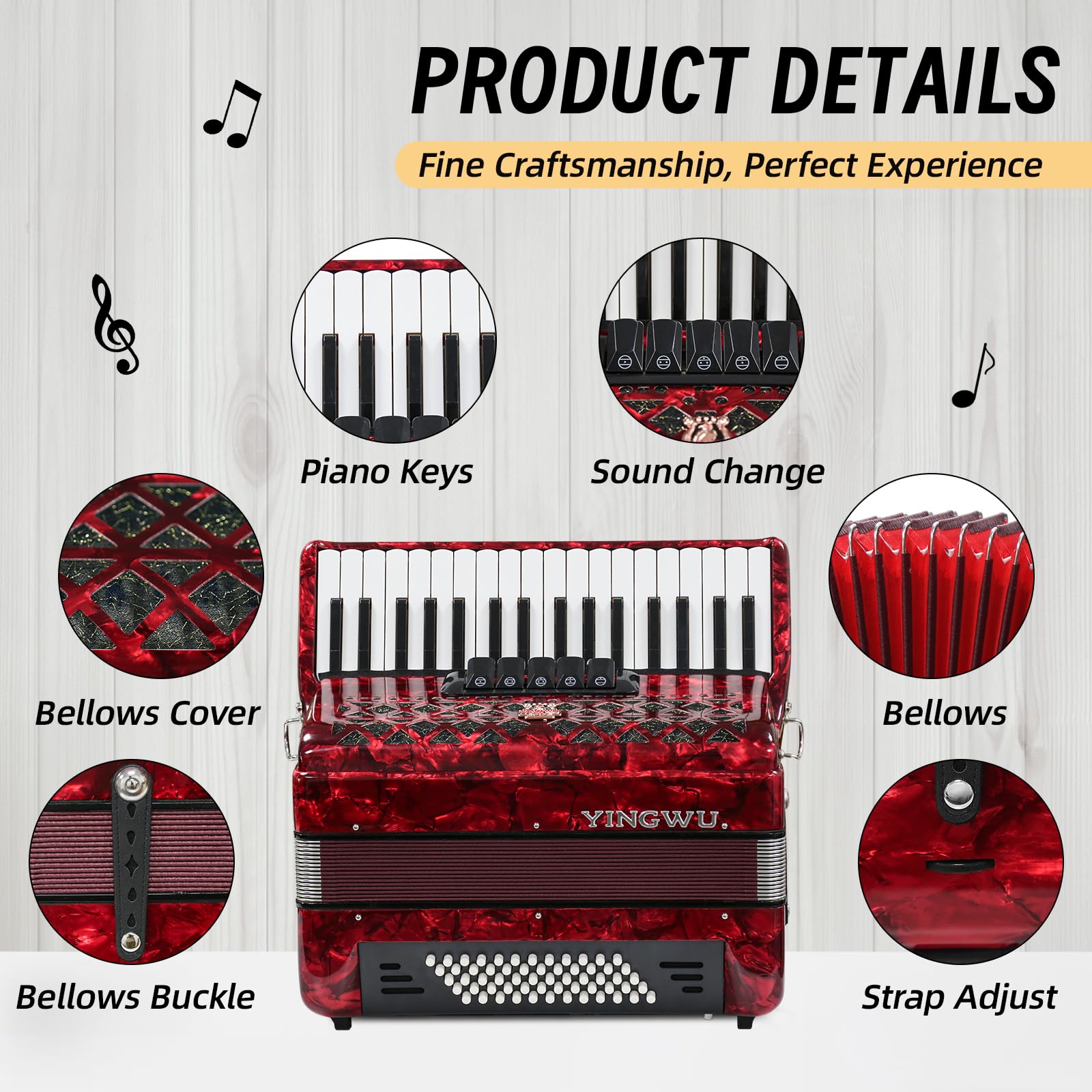 クラシックデザインロシア製34鍵盤80ベース整備済ハードケース付