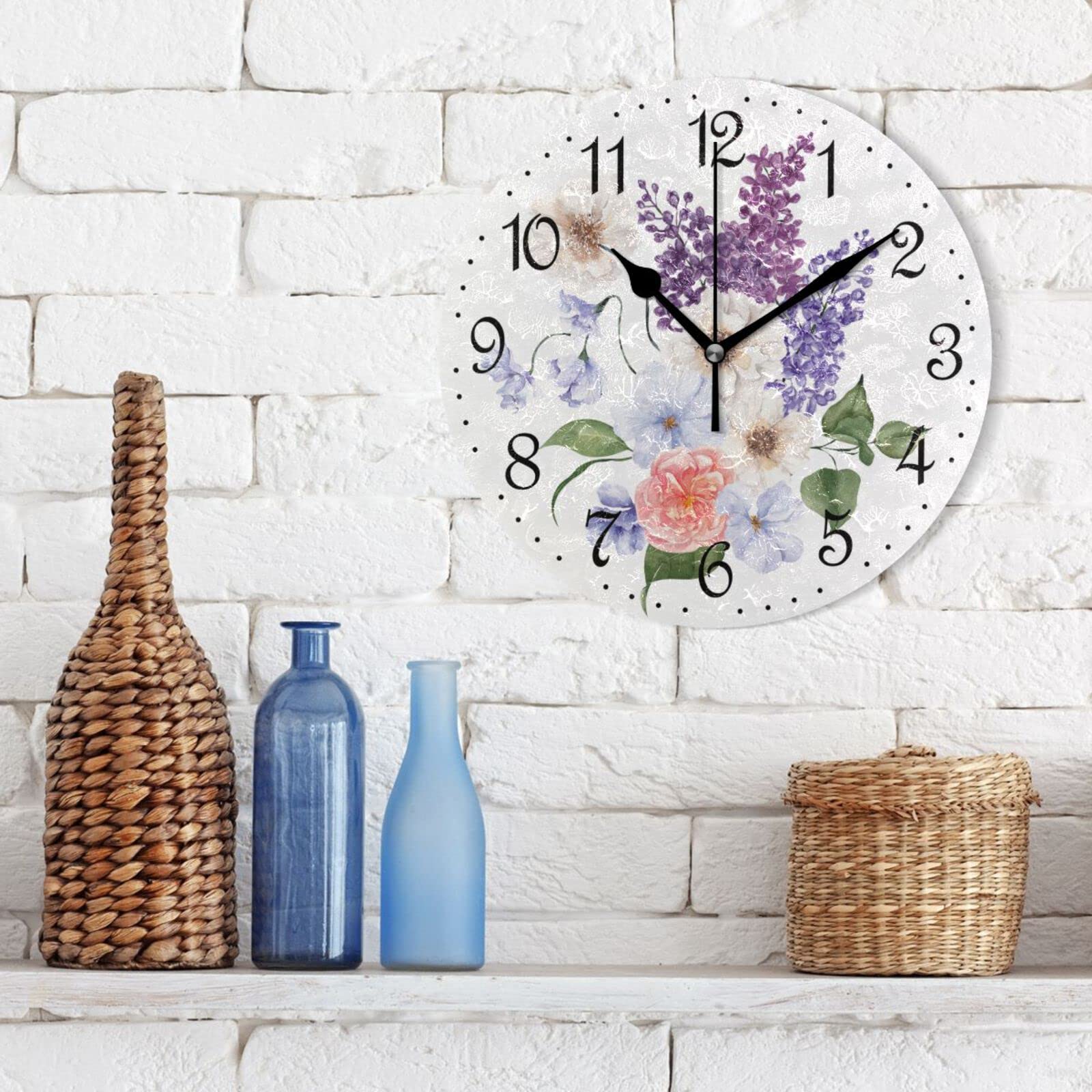 Orologio da parete con motivo unicorno arcobaleno rosa da 10 pollici senza ticchettio orologio rotondo silenzioso a batteria per cucina, soggiorno, bagno, camera da letto, ufficio