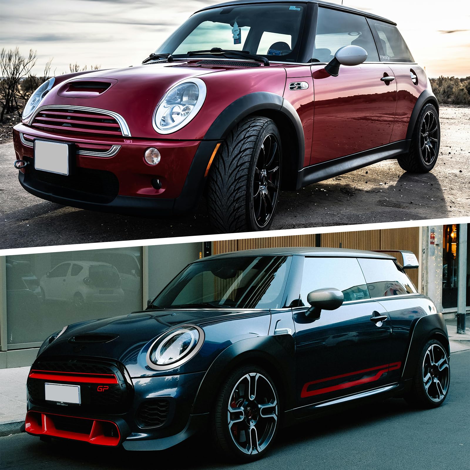 Anillo Decorativo Para Faros Delanteros Compatible con MINI COOPER F55 F56 F57 2014–2018,Cubierta de Anillo para Faros Delanteros,Embellecedores de Anillo de Cubierta de Lámpara Antiniebla(Plata)