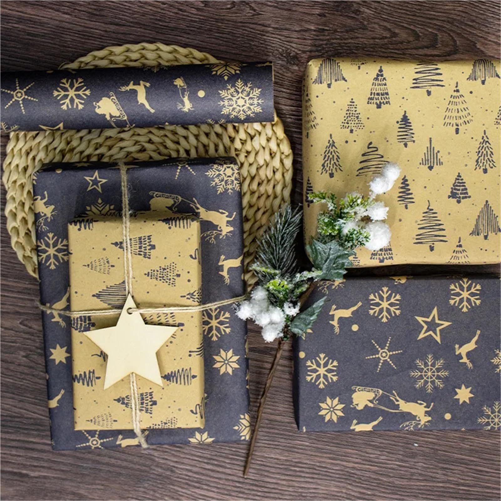 Set da 3 rotoli di carta regalo fronte-retro 17" X 120" per Carta Alimentare