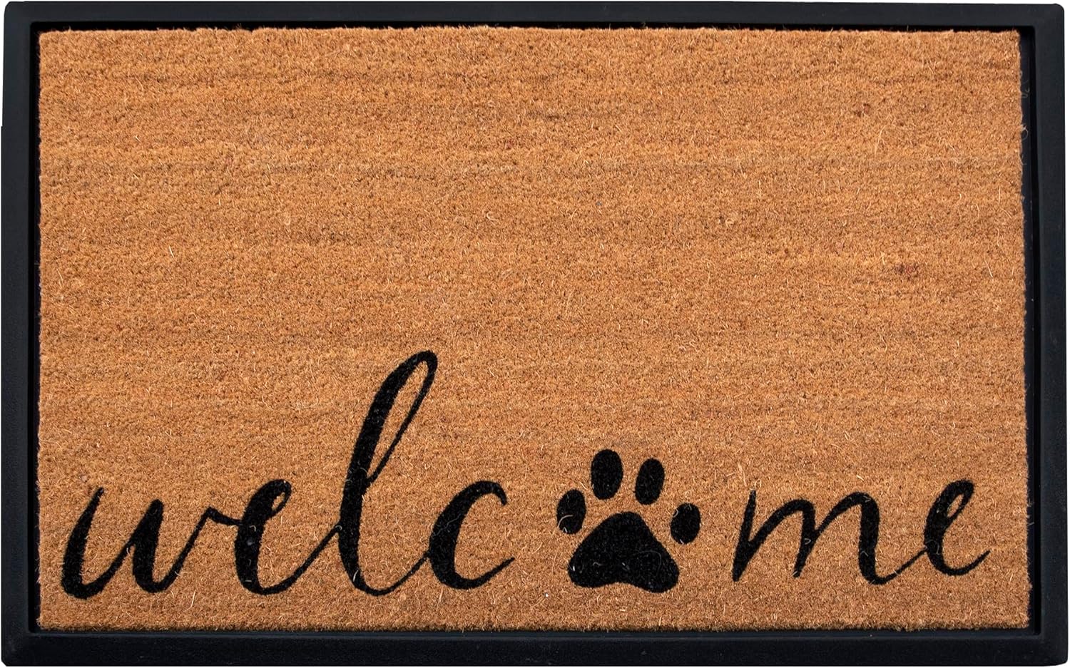 4 Cats & Dogs Rectangular Coir Doormat 27" x 39" – Welcome & Paw - Includes Coir Insert & Heavy-Duty Non-Slip Rubber Frame, Pet-Friendly Welcome Mat, Easy to Clean Entry Rug for Indoor & Outdoor Use