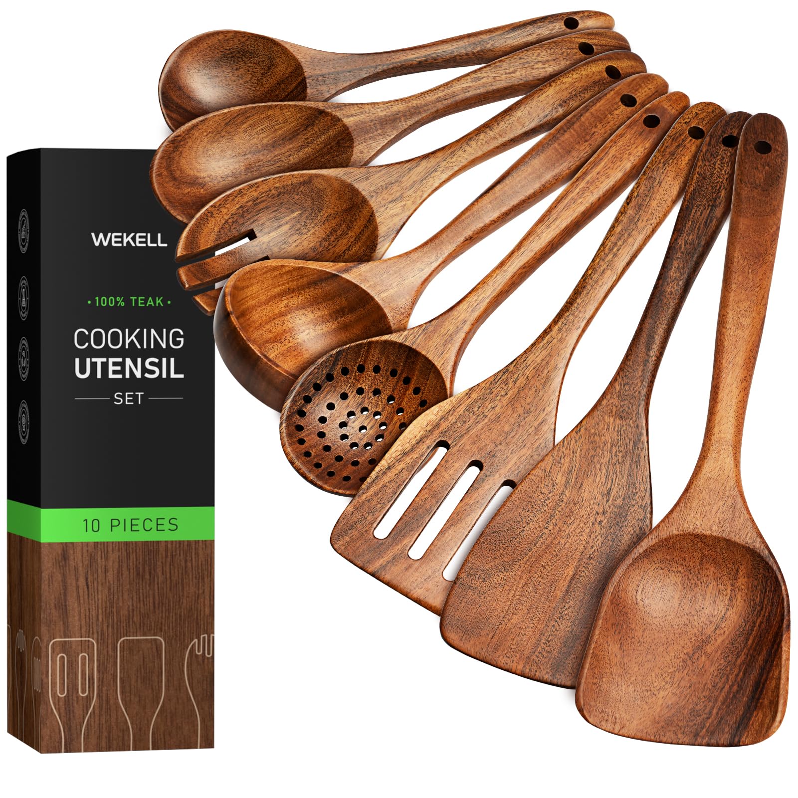 Teak Wooden Utensil Set - 10 Pcs -6 Teak Wooden Utensil Set - 10 Pcs -6