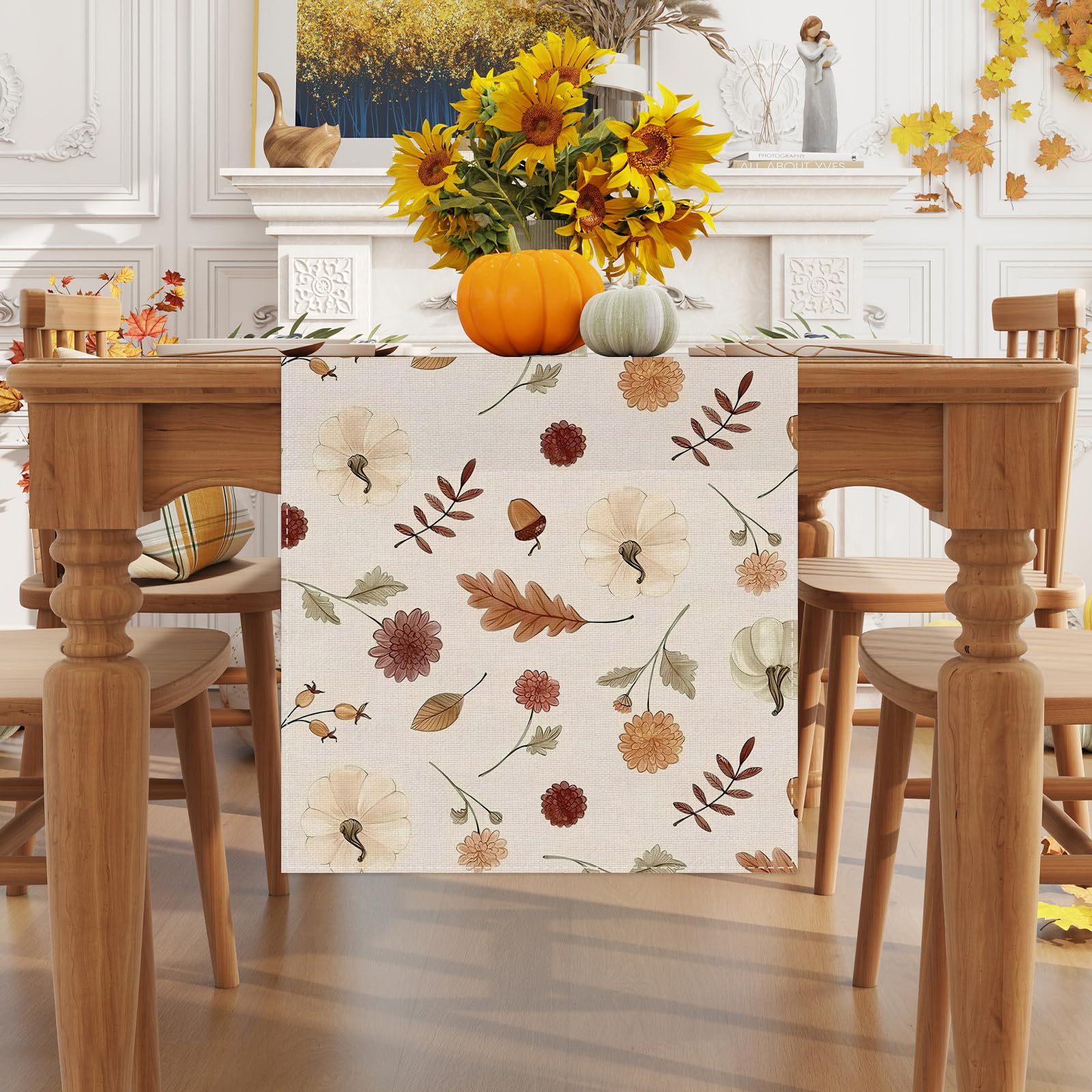Snapklik.com : Linen Fall Table Runner 72 Inches Long, Fall Leaves ...