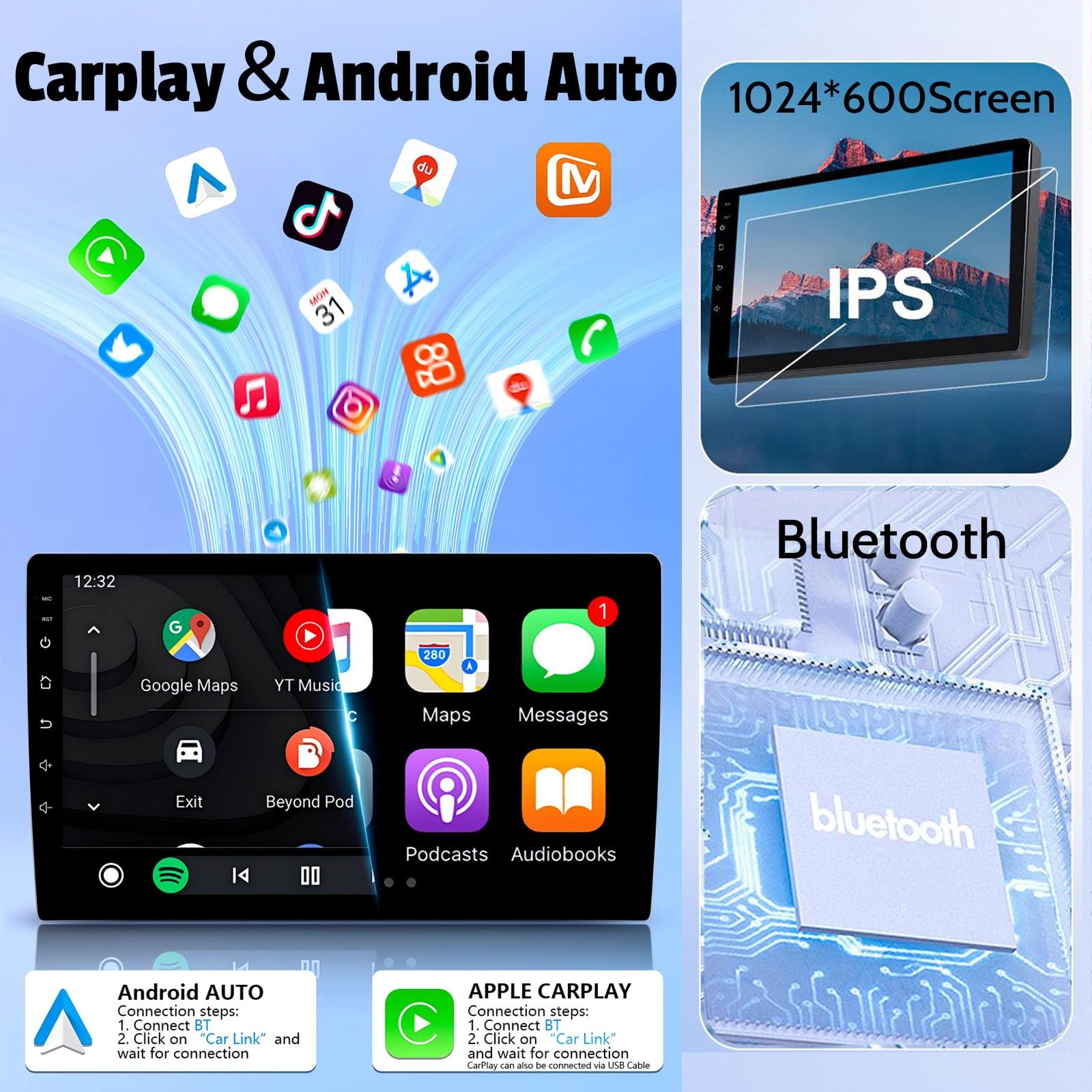 Ekran Radia Samochodowego IPS dla Chery Tiggo 7 1 2016-2020 4-core Radio Samochodowe Android/CarPlay Bezprzewodowe/Android Auto/WiFi/FM/GPS/Bluetooth/SWC/Kamera Cofania/ADAS DVR(X2)