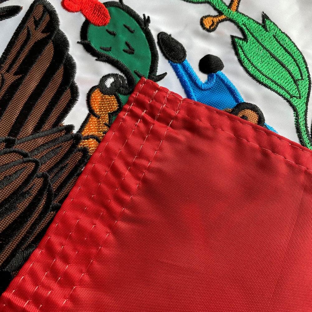 Embroidery Double Sided Mexico Flag 3x5 FT Outdoor- 340D Heavy Duty Mexican National Flags Canvas Header with 2 Brass Grommets Easy to Rising