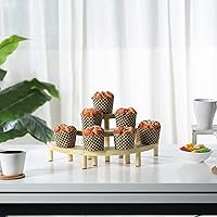 Vista 2 de MyGift Soporte para cupcakes de 3 niveles, soporte para aperitivos de postre semicírculo, de madera maciza natural, soportes para aperitivos