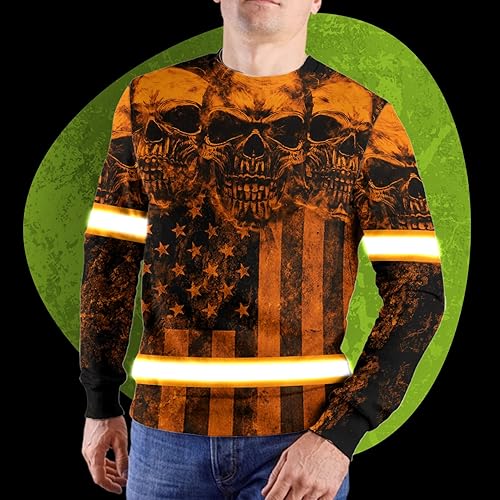 Miniatura 6 de Camiseta de alta visibilidad con bandera de EE. UU., con nombre personalizado, ropa de trabajo de seguridad reflectante, caminantes