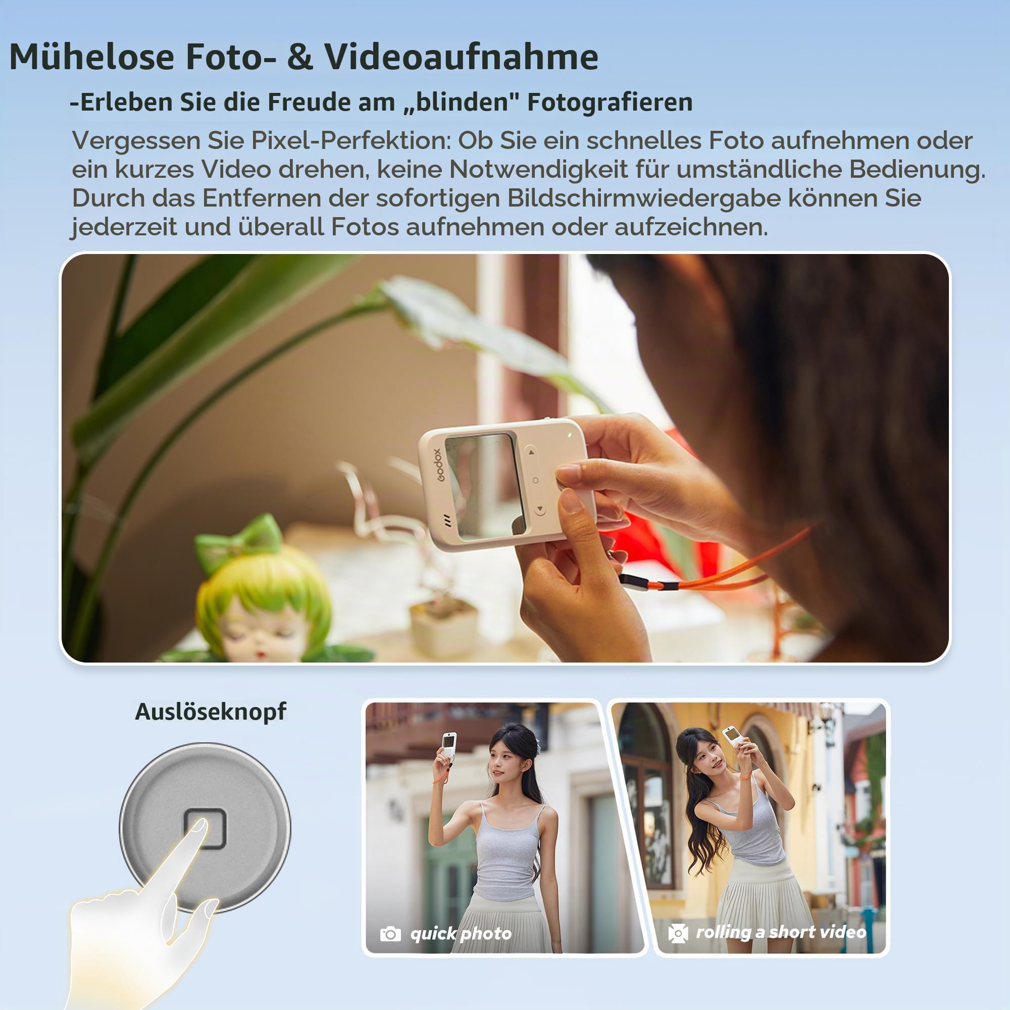 Godox C100 Belichtungsmesser Kamera mit transparentem Sucher und OTG | Optischer Sucher mit nahtlosem HUD-Display Vier kreative Seitenverhältnisse für Porträts, Street-Mobile-Fotografie