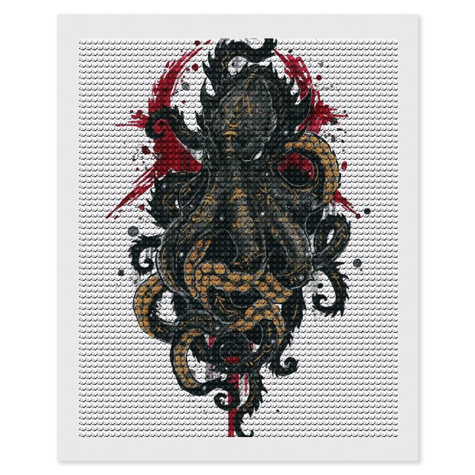 Junmoney Kraken Crystal Diamond Art Kit 16"x20", Stress Relief Craft, Decorative Artwork, Vintage Style Decor, Birthday Gift