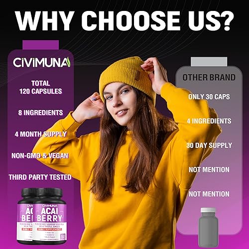 Miniatura 6 de (2 paquetes) Acai Cápsulas 10050mg - Acai, saúco, graviola de guanábana - 4 meses de suministro