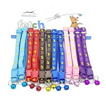 Royale Dog Cat Collars Set of 2 with Bell,Kitten and Small Dogs Soft Adjustable Collar Safe,Solid and Protection Breakaway for Cats and Puppies,Cute Kitty Neckband ( Color May Vary )