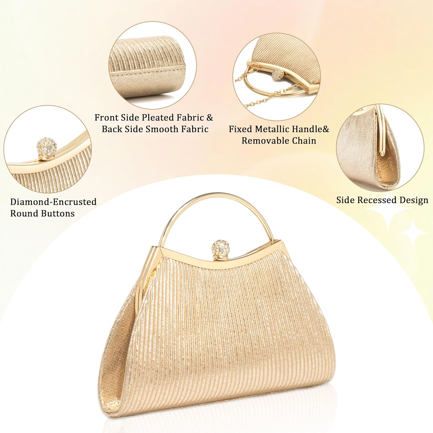 Tmore Evening Purses for Women Sparkly Handbags with Chain Womens Evening Bag for Wedding Party Prom - Image 5