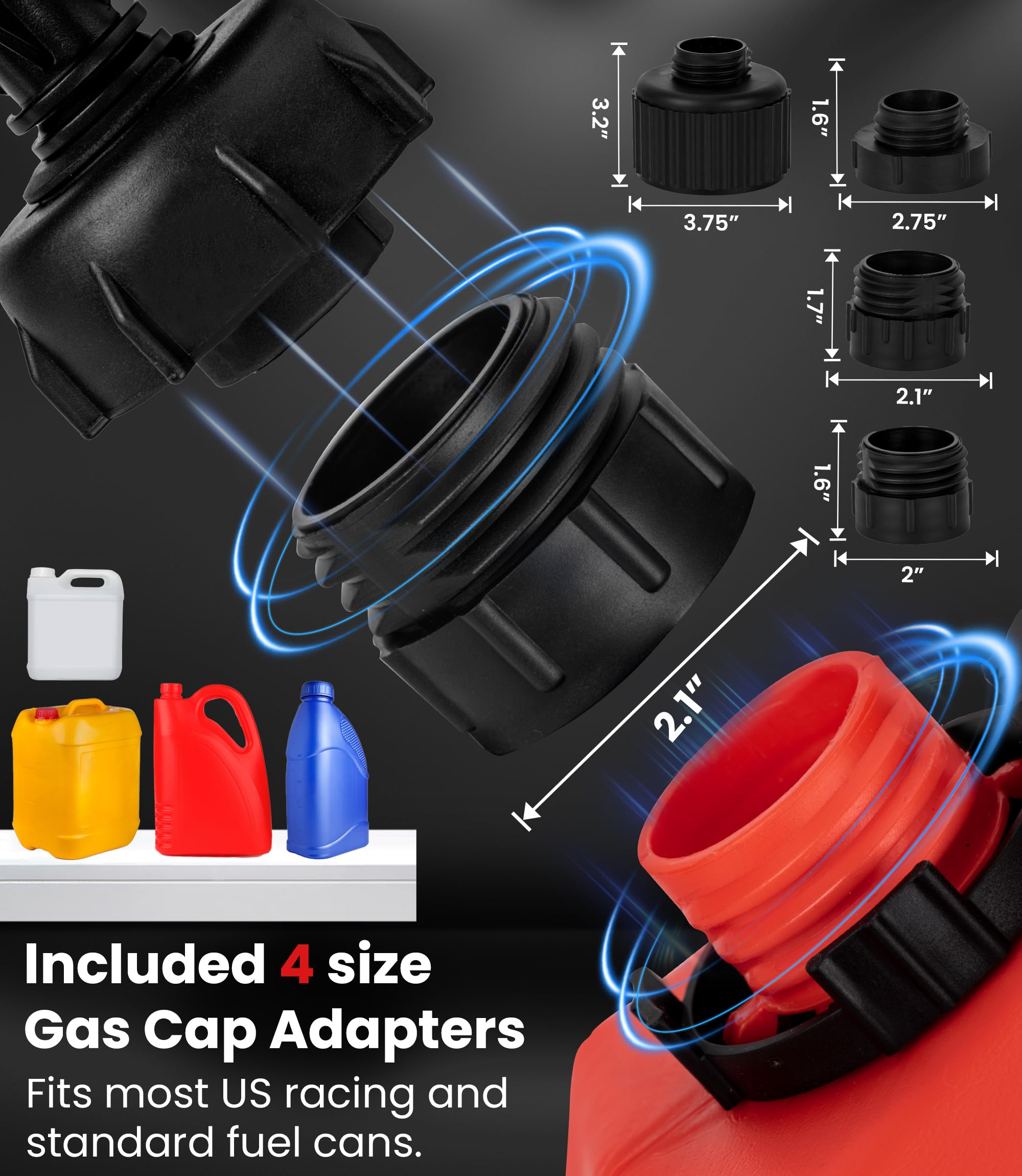 Zasilana baterią pompa transferowa paliwa USB z ręczną dyszą odcinającą, klips mocujący, bardzo długi wąż, 4 adaptery, pompa gazowa idealna do benzyny, oleju napędowego, transferu nafty