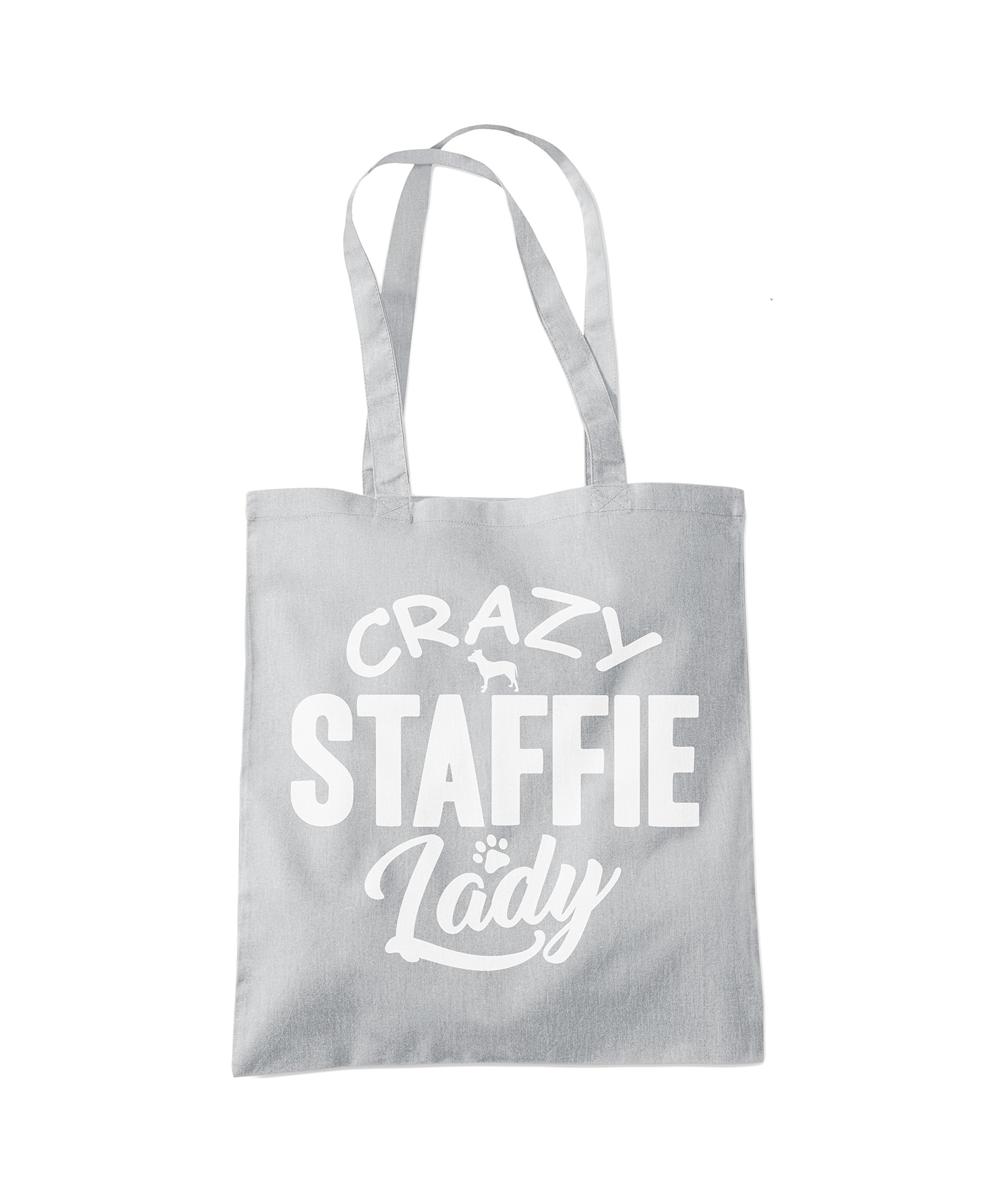 Hotscamp Women's Light Grey Crazy Staffie Lady Tote Bag - Heather Grey One Size
