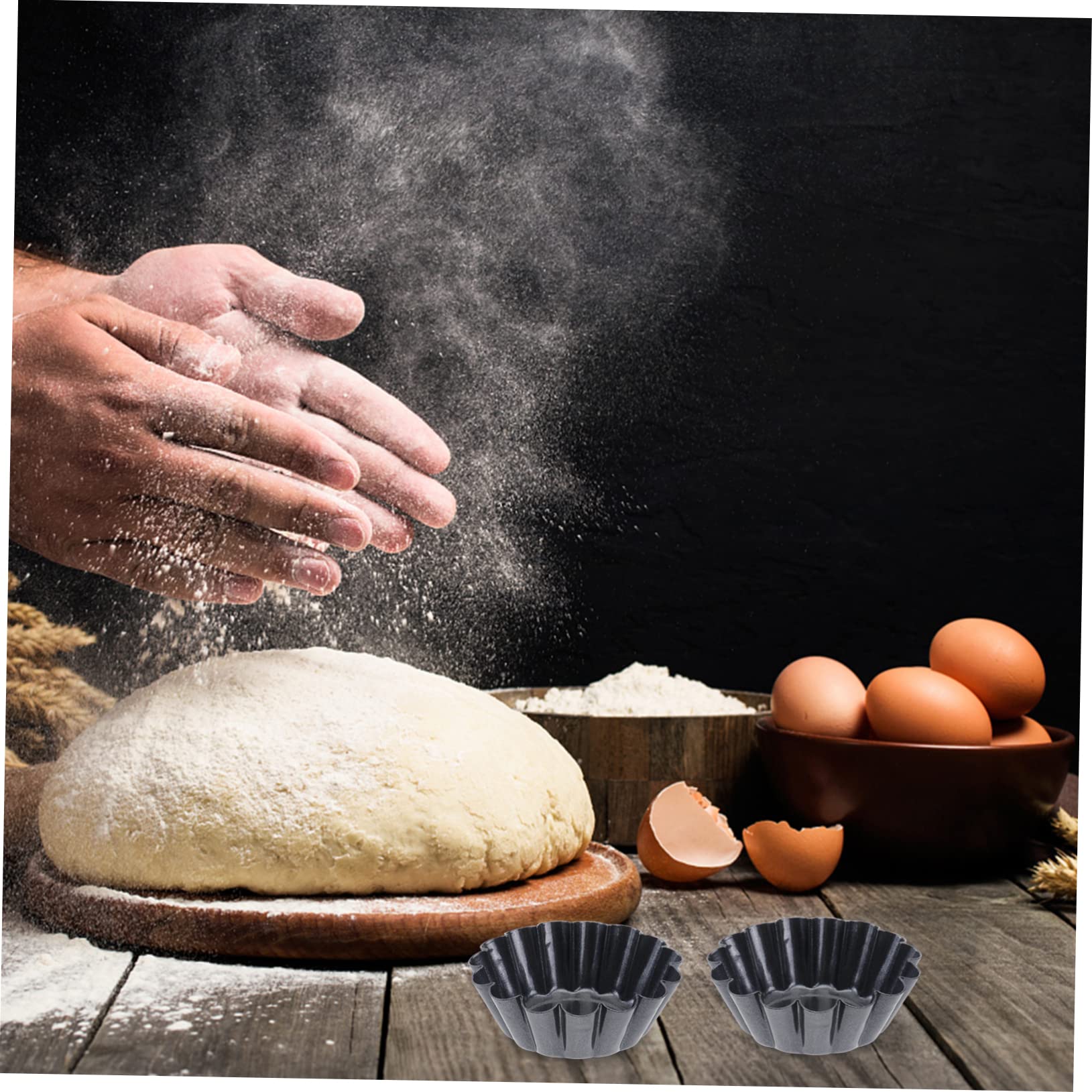 STOBAZA 12Pcs Non Stick Carbon Steel Flower Tart Pans for Muffins and Cupcakes Reusable Baking Mold for DIY Desserts and Parties Baking Tools