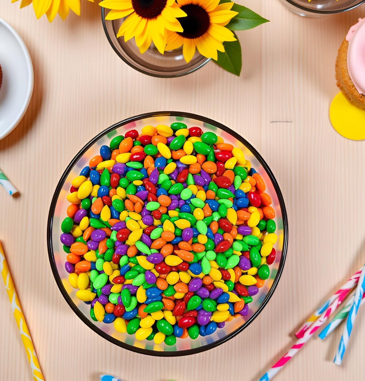 SweetGourmet Rainbow Candy Coated Chocolate Sunflower Seeds, Milk Chocolate, Gluten-Free, 2 Pounds