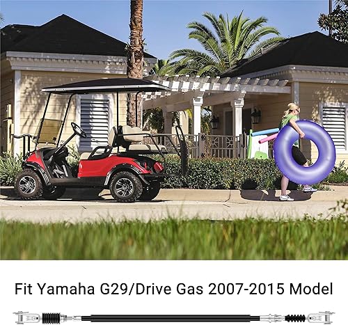 Miniatura 3 de 10L0L JW1-F6341-31-00 Cable de freno de carrito de golf para Yamaha G29/Drive Gas 2007-2015 Modelo 43.7" con clip de horquilla de pasador