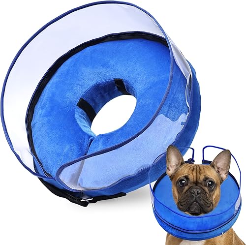BARKLESS Cono de perro, cono inflable para perro después de cirugía para razas pequeñas y medianas, collar de cirugía suave con escudo protector