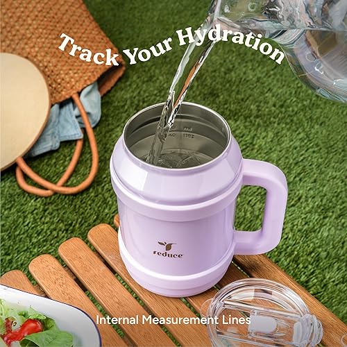 Miniatura 6 de REDUCE Vaso reutilizable de 1.5 litros para agua fría  Asa ergonómica  Aislamiento de doble pared  Taza resistente para escritoriosuperficie con