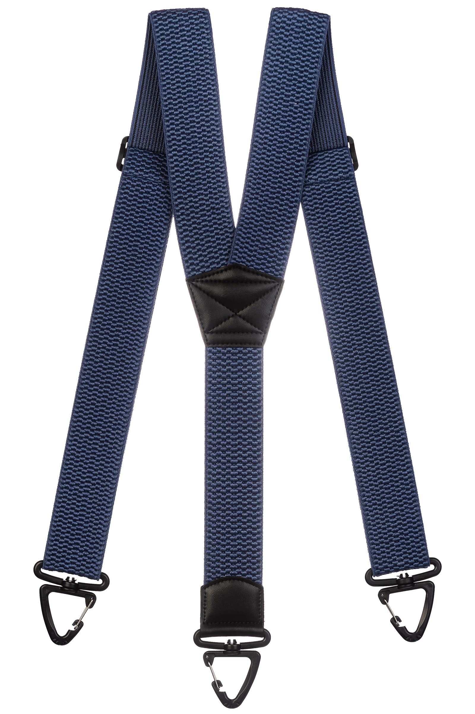 Olata Heavy Duty Extra Wide Y-Shape Braces/Suspenders with Plastic Carabiner Clips - 5cm. Blue