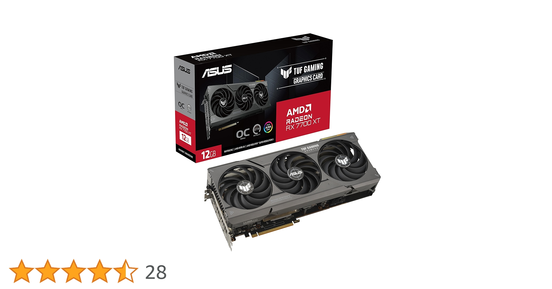 グラフィックボード・グラボ・ビデオカード ASUS Radeon RX 7700 XT 12GB Amazon | ASUS TUF Gaming TUF-RX7700XT-O12G-GAMING AMD Radeon