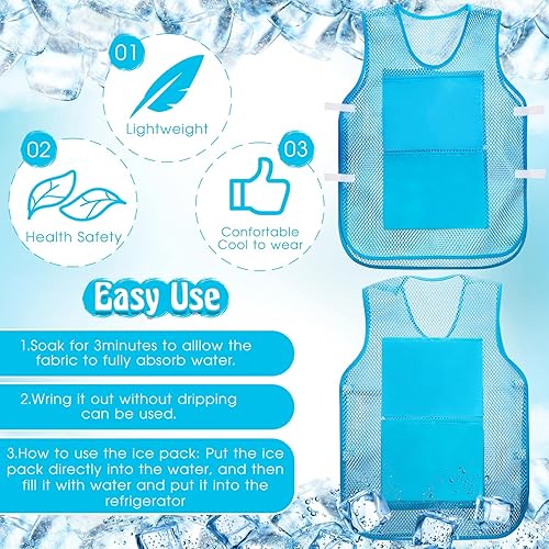 Miniatura 3 de 2 chalecos refrescantes para hombres, mujeres y adolescentes con 16 paquetes de hielo ajustables de verano para correr, ciclismo, pesca