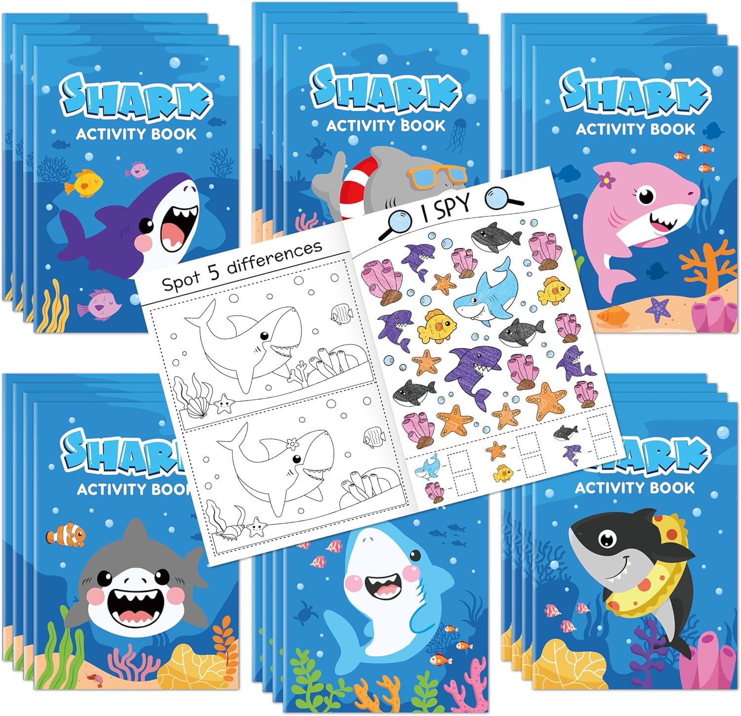 2ooya Shark Colouring Books for Kids 24Pcs Bulk Party Favours Activity