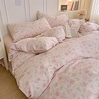 Vista 154 de 3 piezas de juego de funda de edredón tamaño individual XL, funda de edredón blanca con estampado floral azul, ropa de cama coquette de algodón