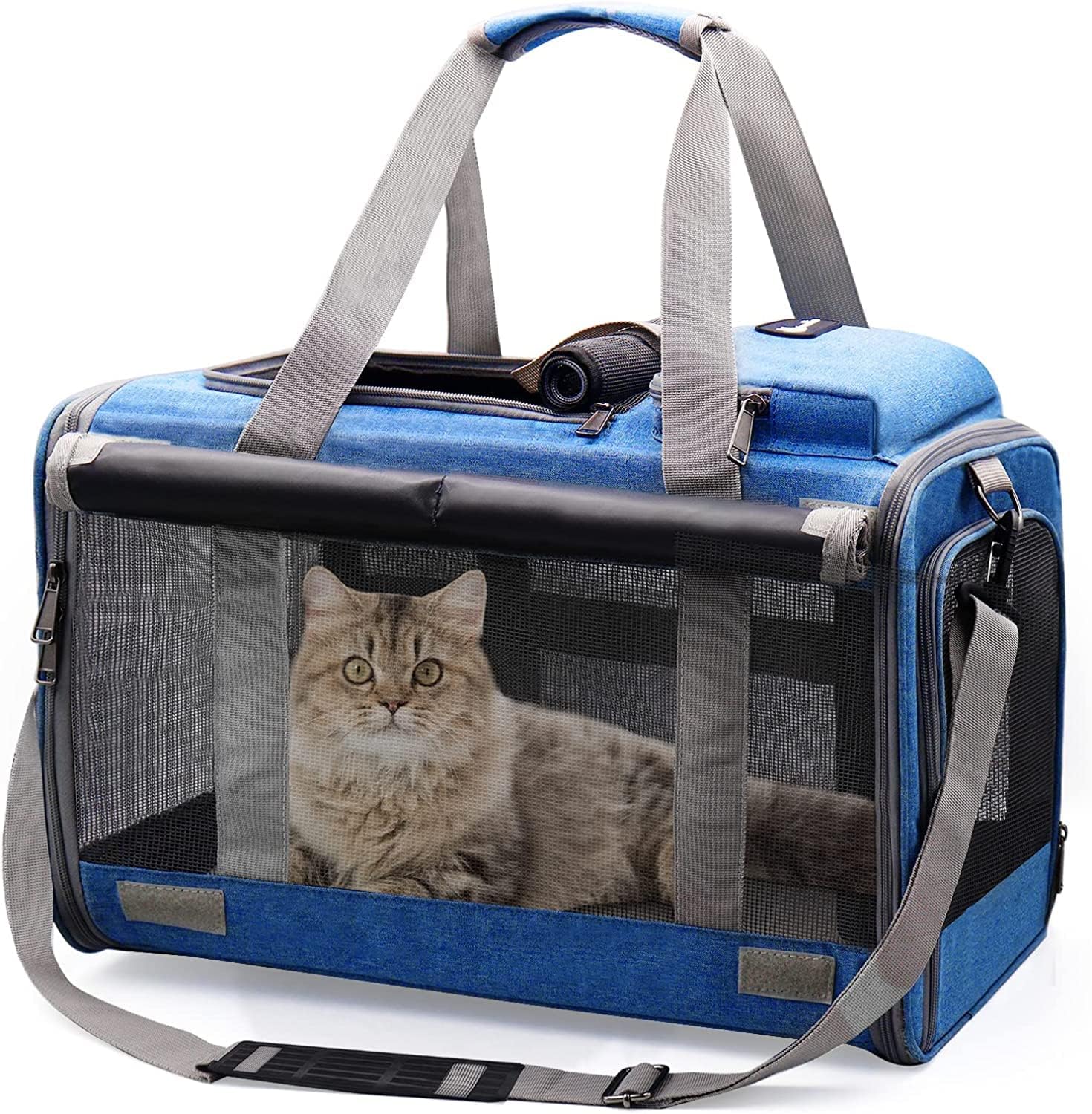 Cat Carrier Large Dog Travel Bag Airline Approved Pet Carrier Foldable