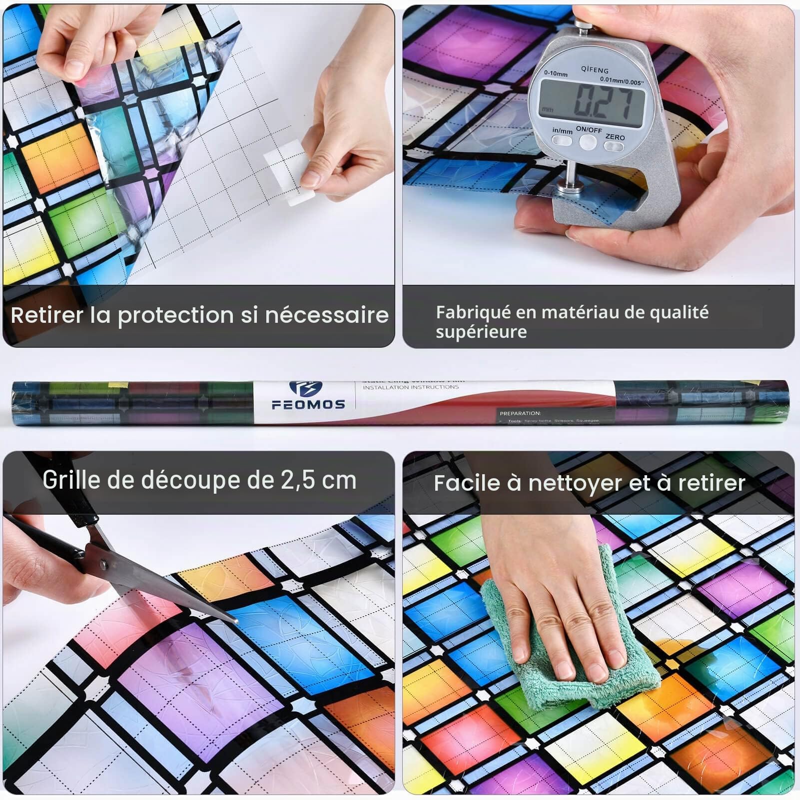 Film Fenêtre Anti Regard en Arc-en-Ciel, Bon Intimité, 90x200cm | Film Fenetre Anti Regard, Film Fenêtre Electrostatique,Anti UV, Film Occultant Fenêtre pour Chambre, Salon, Cuisine