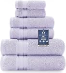 COZYART Lavender Luxury Bath Towel Set, Turkish Cotton Hotel Towel Bulk for Bathroom, Thick Bathroom Sets of 6 Pcs with 2 Large Bath Towels, 2 Hand Towels, 2 Washcloths, 650 GSM.