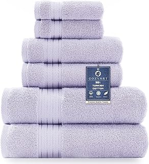 COZYART Luxury Bath Towel Set 6 Pcs, Lavender 100% Turkish Cotton 650 GSM