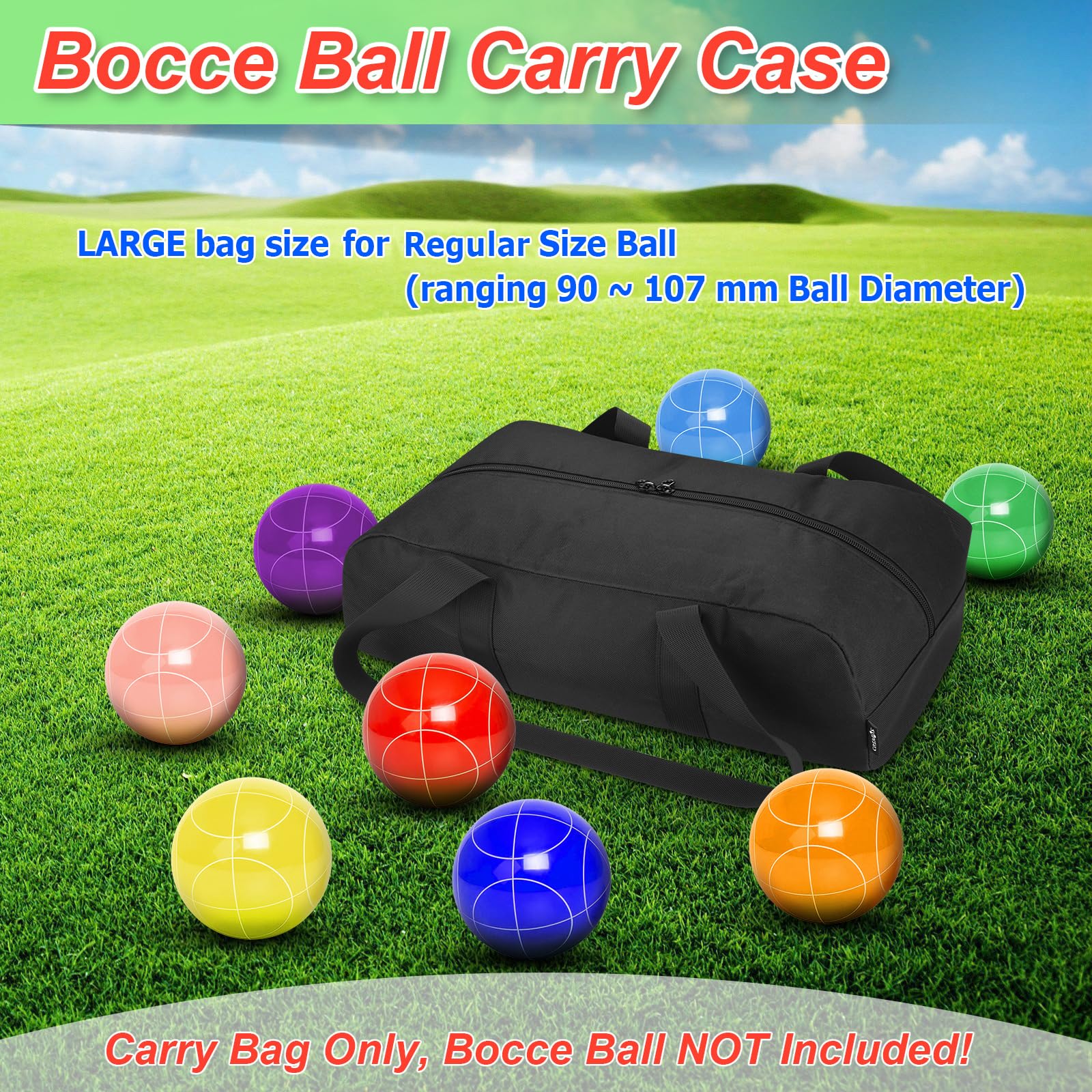 Cosmos Bocce Sets Bolsa de Transporte Bocci Bolsa organizadora de Almacenamiento para sostener 8 Bolas de bocha, Bolsa de Mano portátil para Llevar Equipo de Juego de bochas al Patio Trasero, césped,