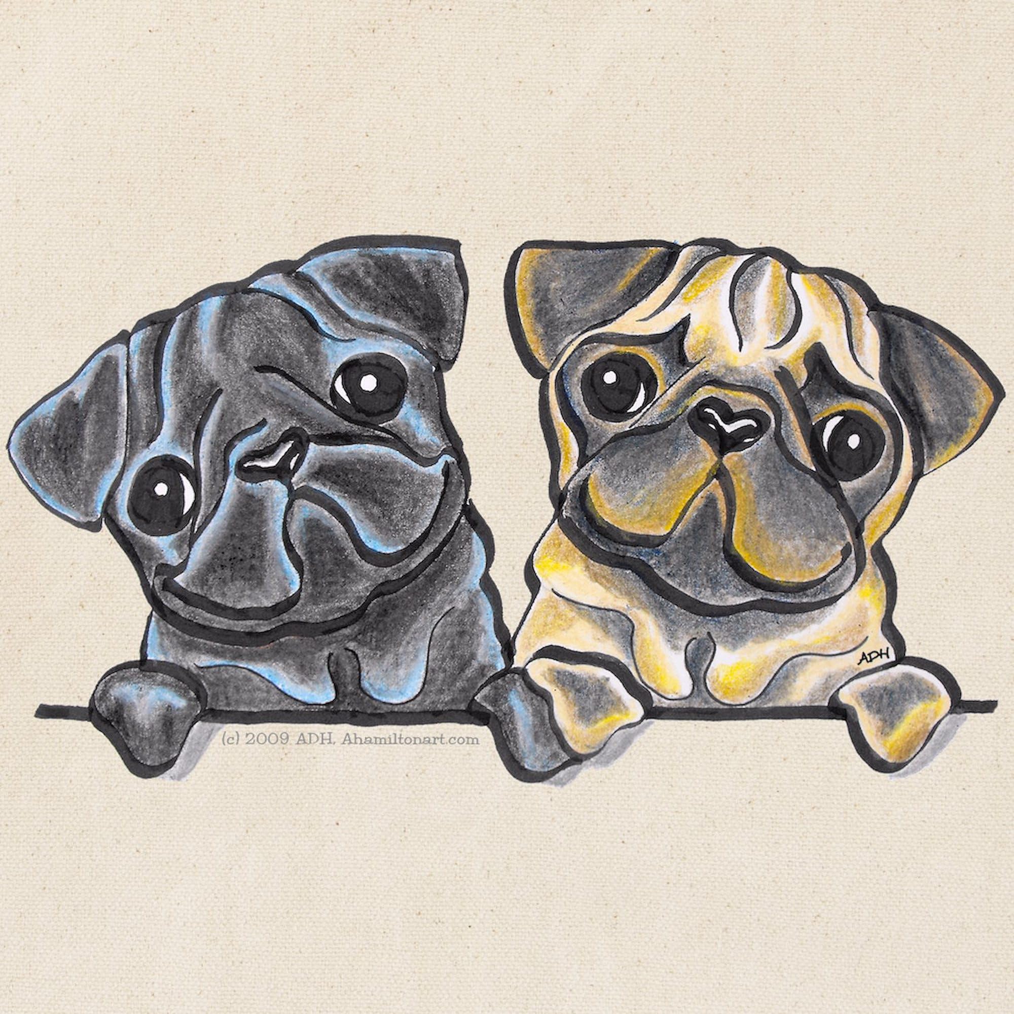 CafePress Pug Pals Tote Bag Natural Canvas Tote Bag, Reusable Shopping Bag