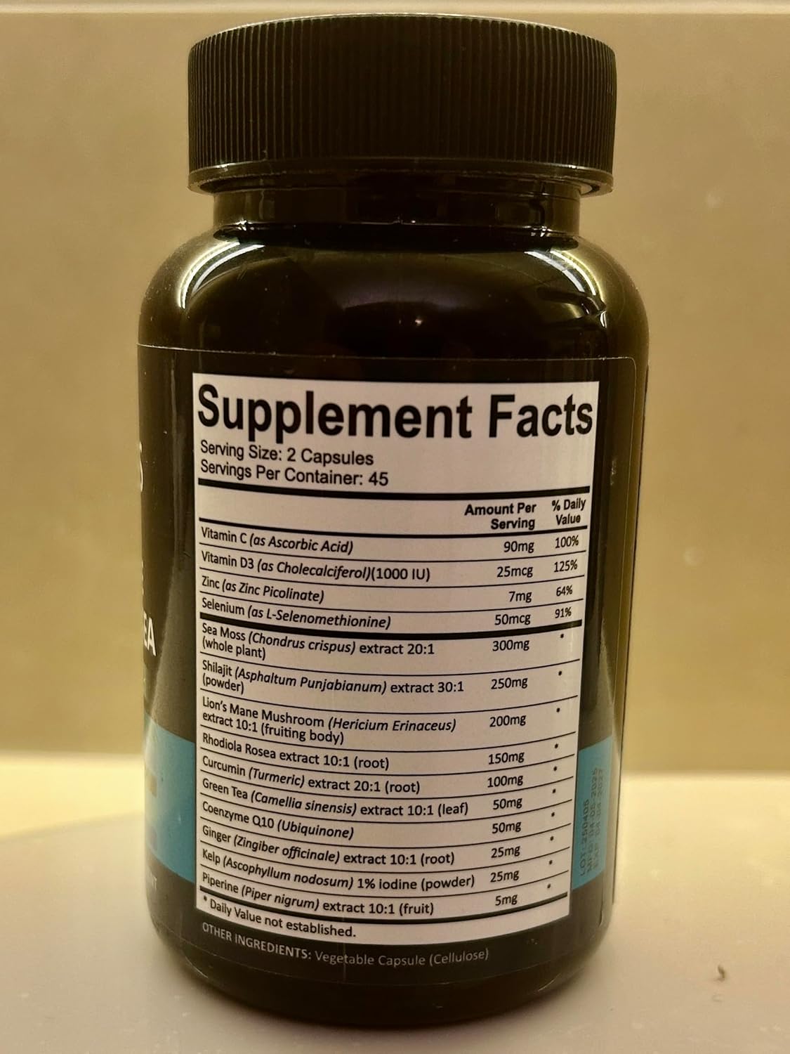 Adndale True Sea Moss Capsules. Seamoss Shilajit for Men and Women Supplement with Lion's Mane, Rhodiola Rosea, CoQ10. 90 Count - Image 8