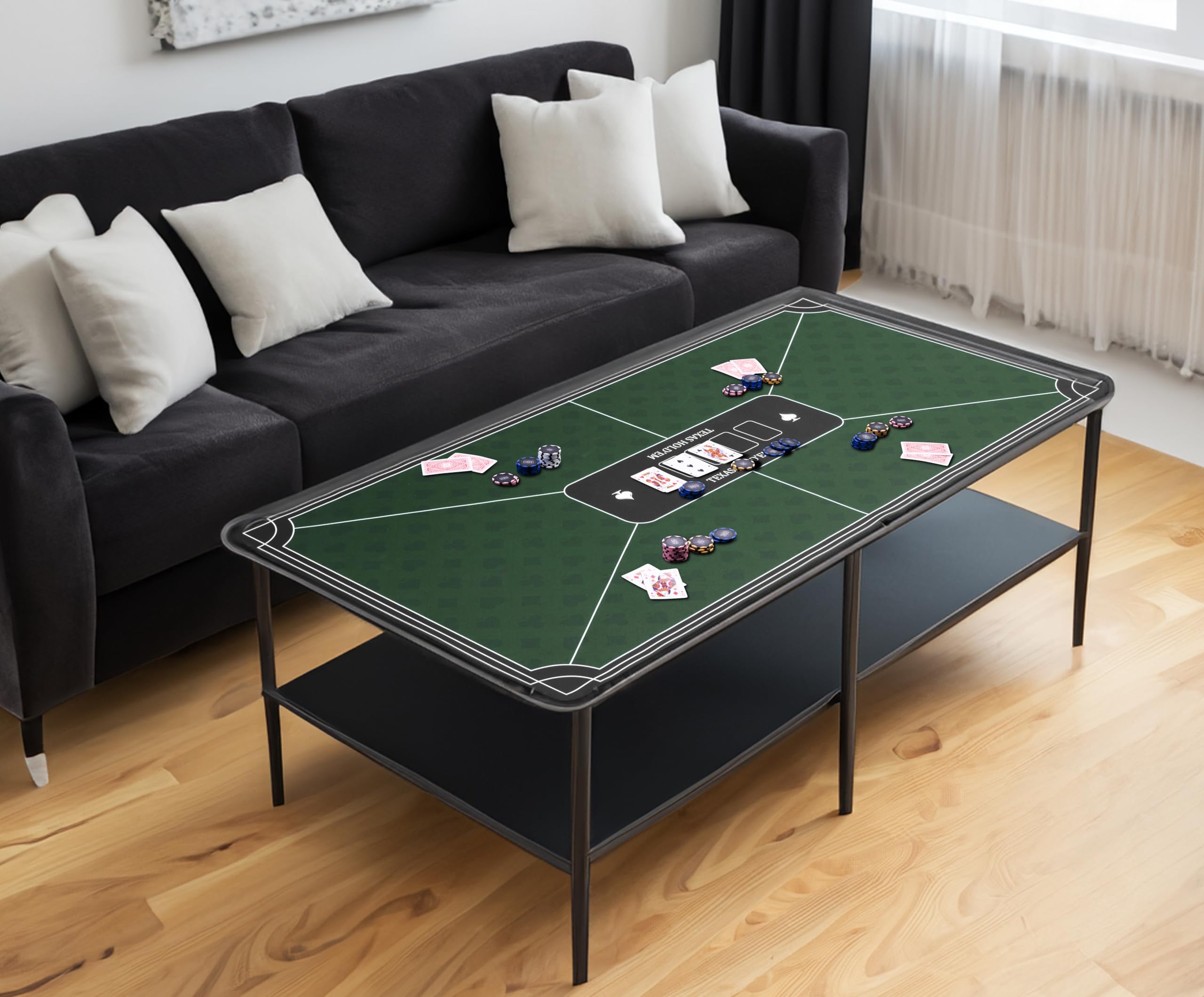 Engelhart – 320992 – Zielona mata pokerowa – 120x60 cm – antypoślizgowa – poliester i guma – grubość 3 mm – akcesorium do gry