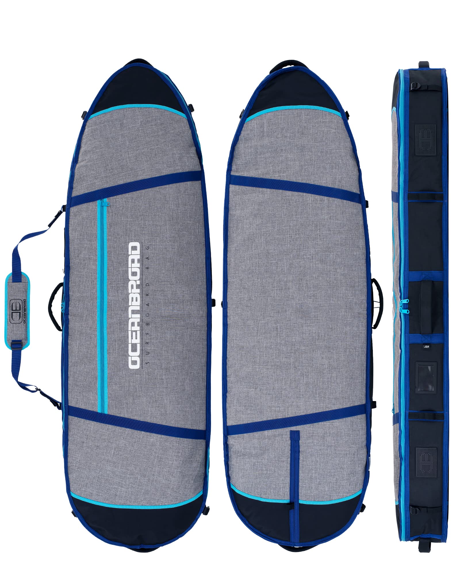OCEANBROAD Surfboard Longboard Travel Bag Double for 2 Boards 6'0, 6'6, 7'0, 7'6, 8'0, 8'6, 9'0, 9'6, 10'0