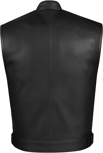 Miniatura 3 de ARMOR - Chaleco de piel para hombre de SOA Anarchy para motocicleta con bolsillos ocultos M Negro