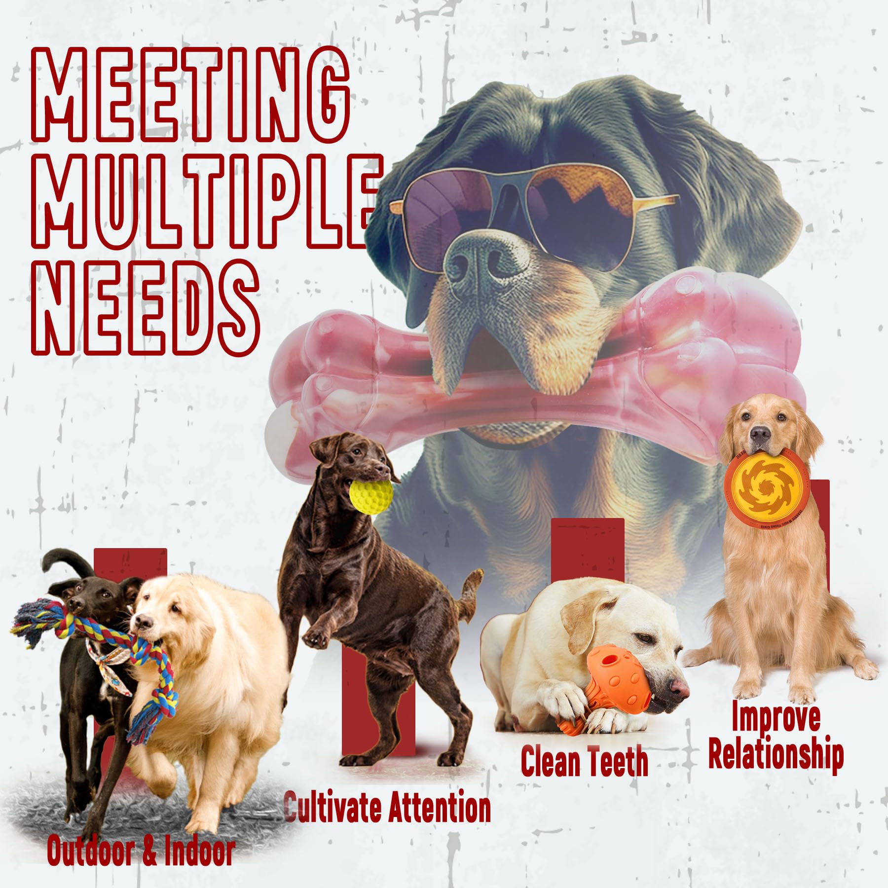 Zeaxuie Varios juguetes masticables resistentes para perros para masticadores agresivos, juego de 9 unidades, incluye juguetes de cuerda indestructibles y juguetes chirriantes para razas medianas,