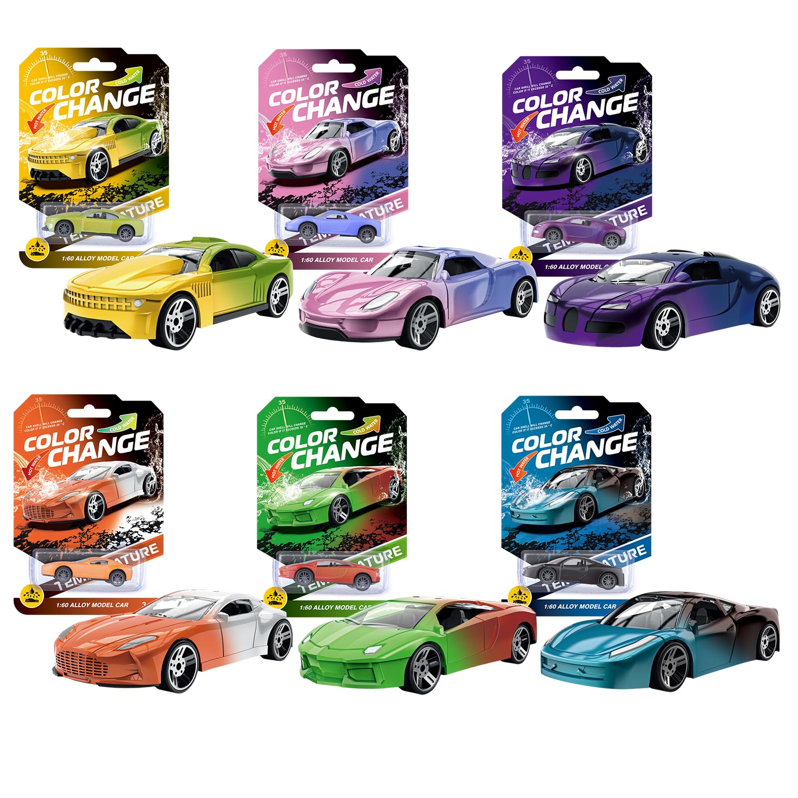 DiiWmme Street Machines Water Activated Color Change Cars, 6-Pack Alloy Toy Cars for Kids, Color Changing Bath Toys for Boys and Girls Ages 3 for Birthdays, Christmas (C 6 Pack) โ image 1