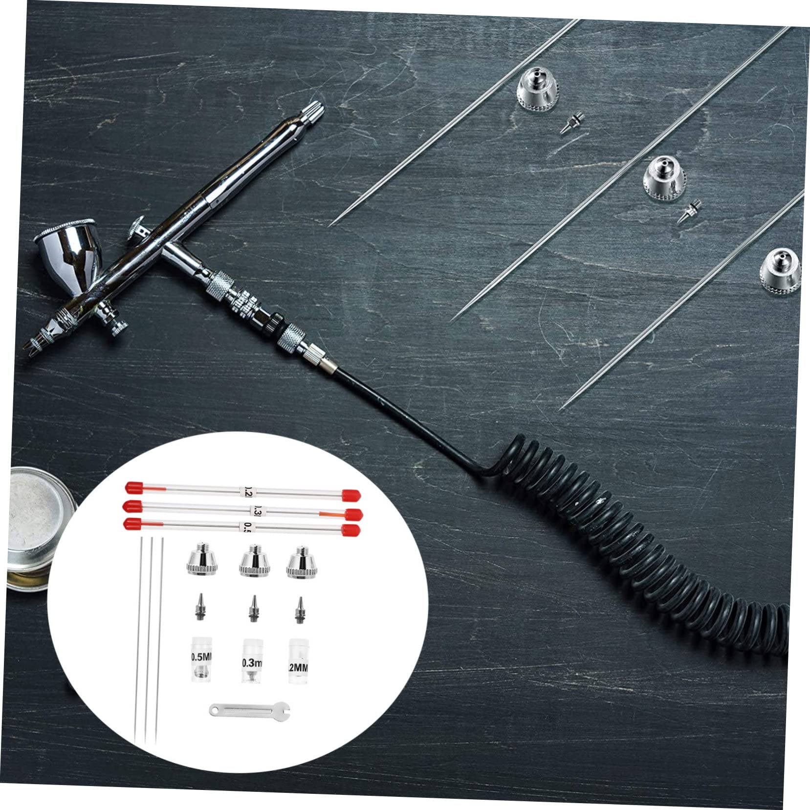 DIYEAH 3ensembles Set De Aiguille Et Buse De Remplacement Pour Aérographe Kit Complet Accessoires Inoxydable Pour Réparer Votre Aérographe