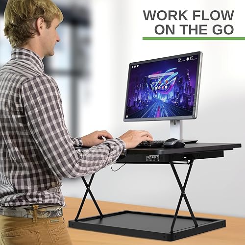 Miniatura 7 de CHANGEdesk Mini convertidor de escritorio de pie para computadoras portátiles Monitores individuales ergonómico altura ajustable sentado soporte