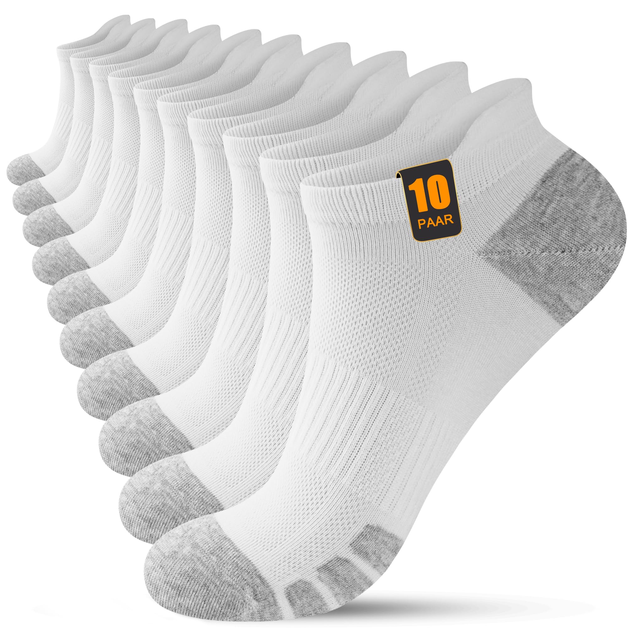 FORVEVO 10 Paar Sneaker Socken Herren Damen, Baumwolle Sportsocken, Atmungsaktive Laufsocken Kurz