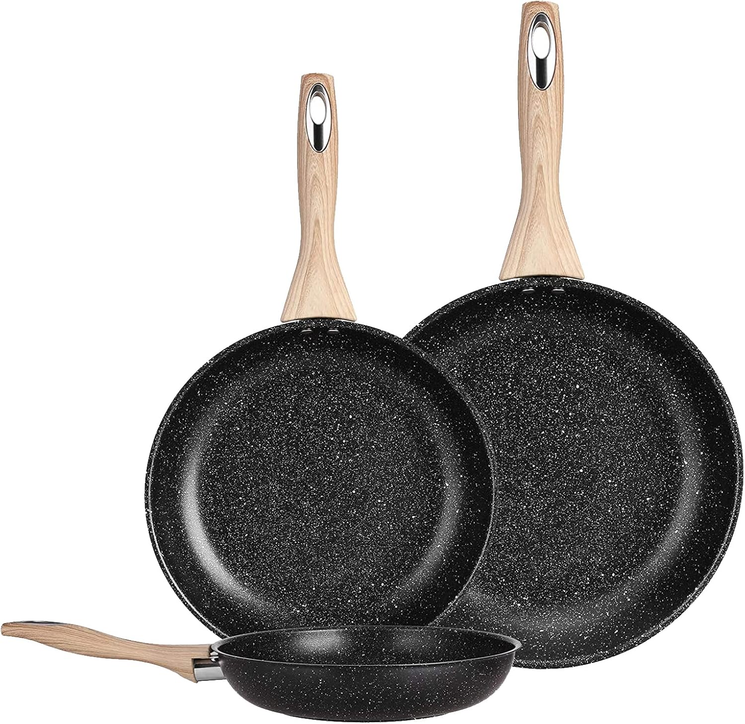 Set de 2 Poêles à Frire Induction 20-24cm Aluminium Forgé, Antiadhésif