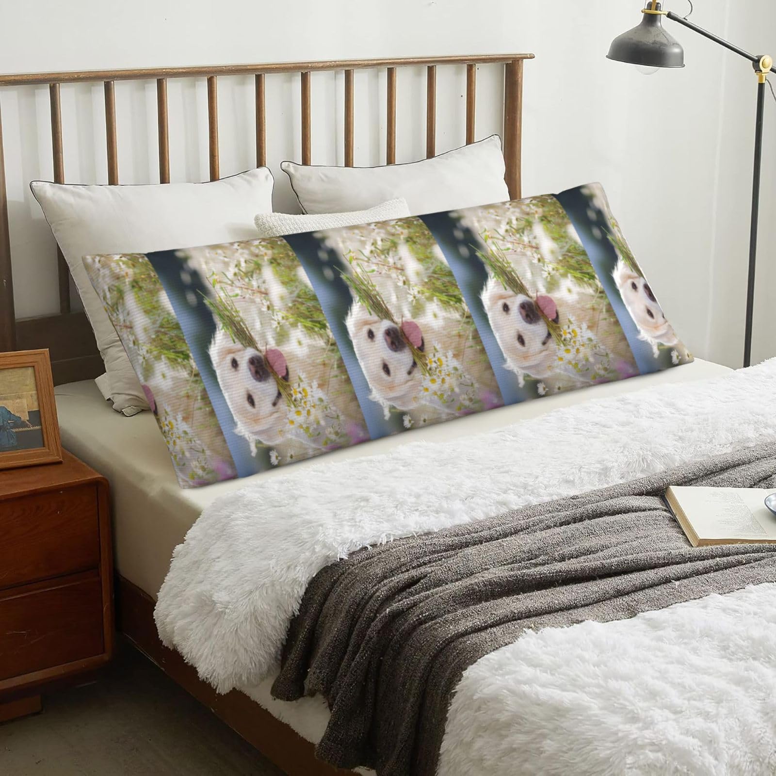 Golden Retriever, Body Pillow Cover with Zipper,Long Body Pillowcase 20 x 60 in