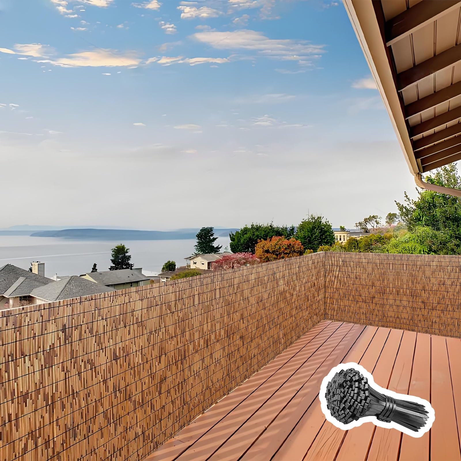 Ekologiczny bambusowy parawan ogrodzeniowy, 80 x 1200 cm, dekoracja ogrodowa, trwała, naturalna mata bambusowa, na balkon, patio, podwórko, stylowe rozwiązanie ogrodzeniowe zapewniające prywatność i