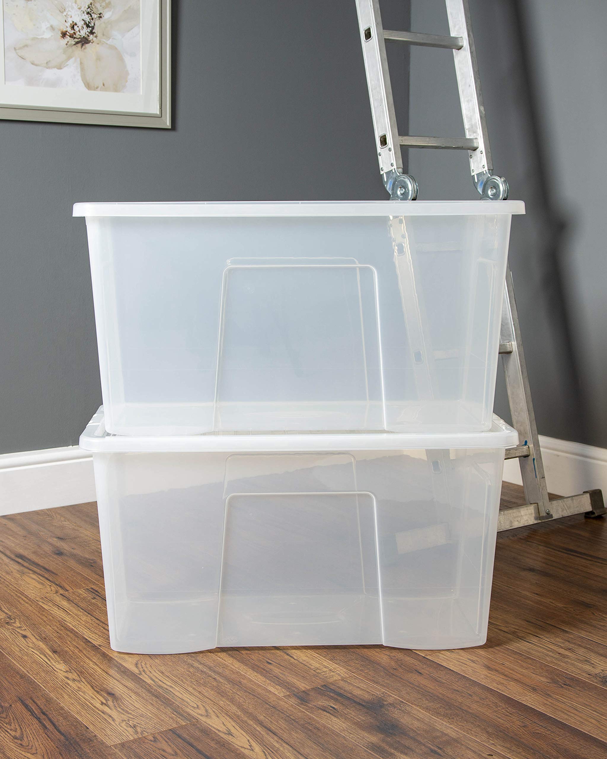 Buy 110 Litre Extra Large Clear Plastic Storage Box with Clear Lid