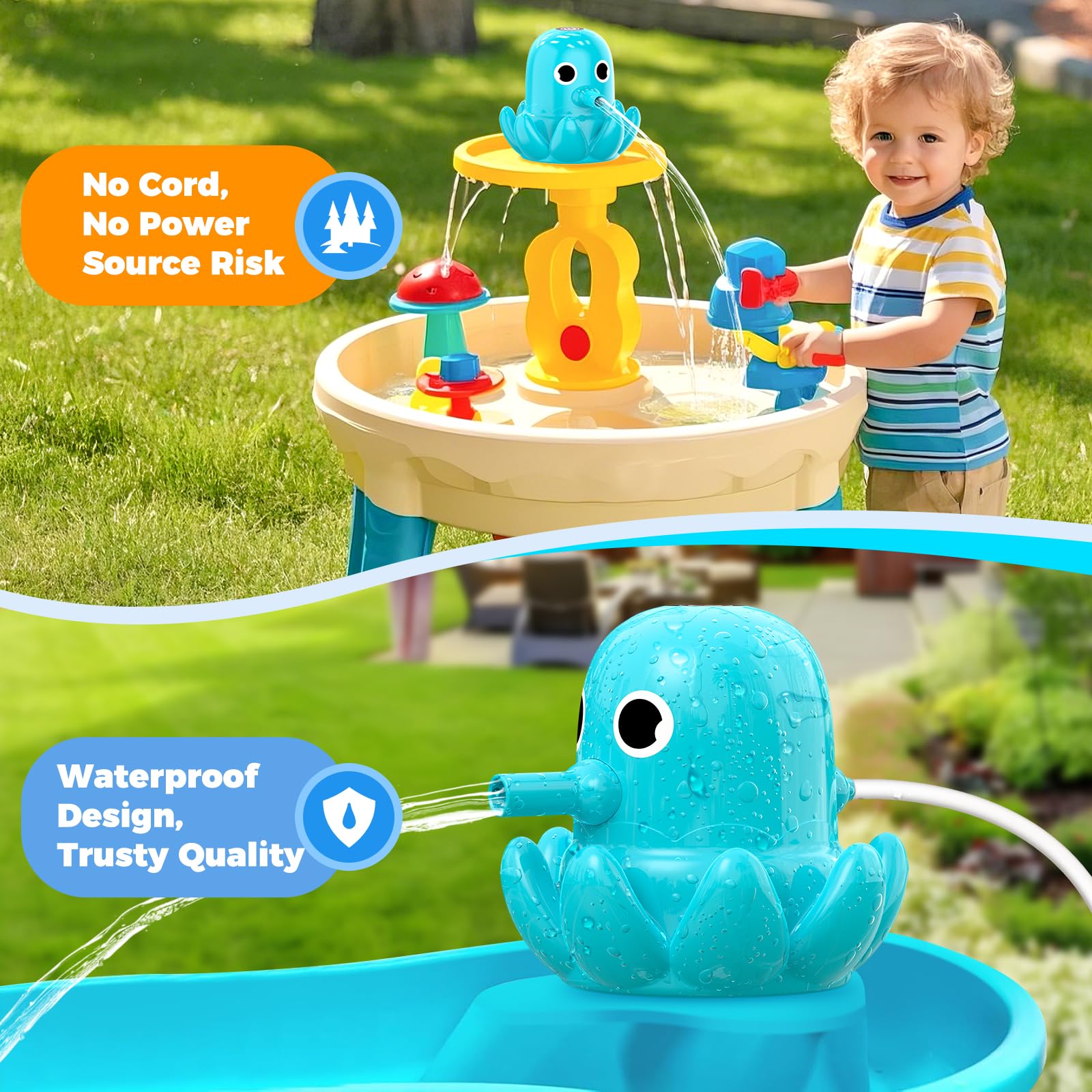 Bomba de mesa de agua – Bomba de agua inalámbrica y recargable para mesa de agua con diseño de pulpo magnético, juguetes de juego de arena y agua al aire libre de instalación rápida y accesorios 3