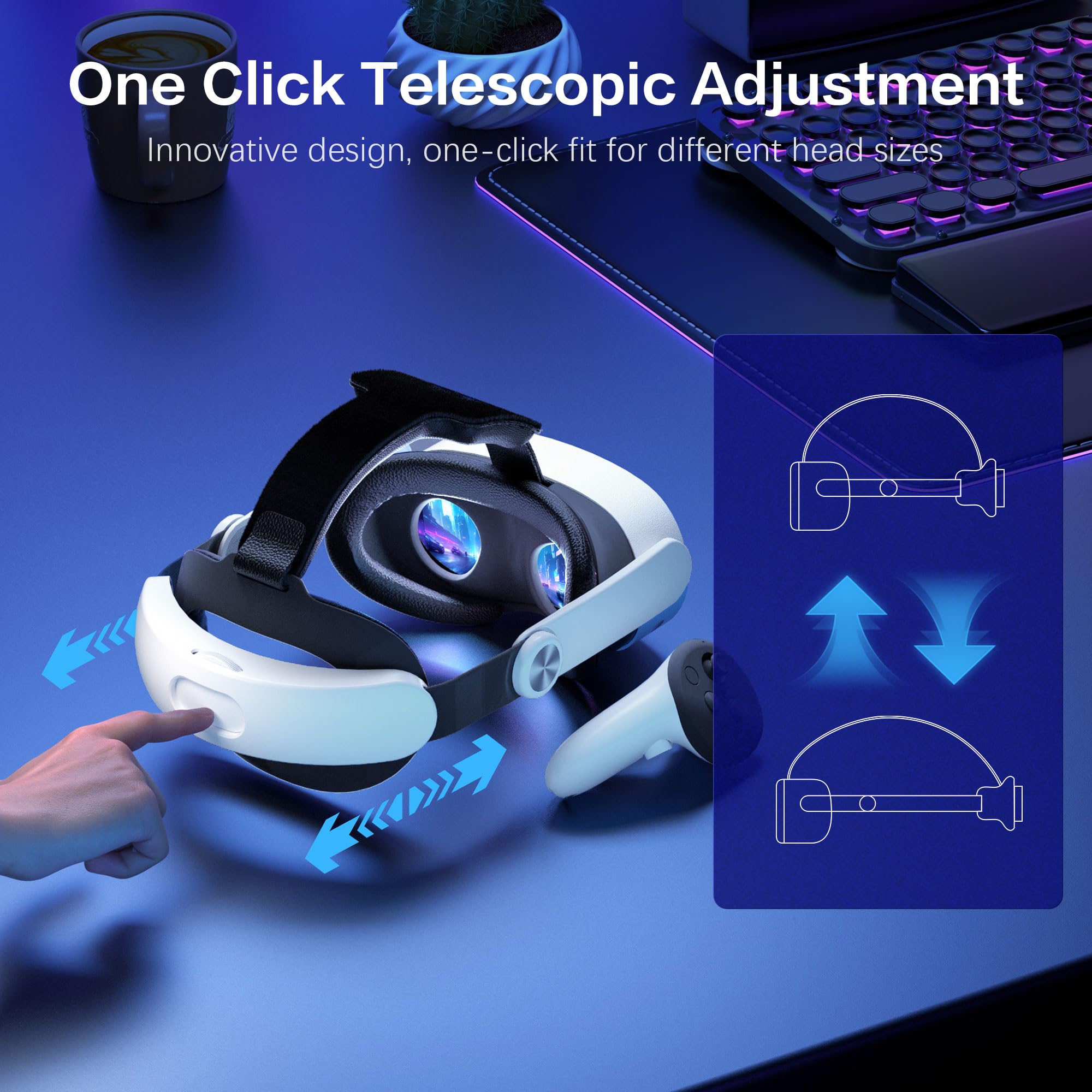 WOUNMTT Head Strap for Oculus Meta Quest 3S Quest 3, Adjustable