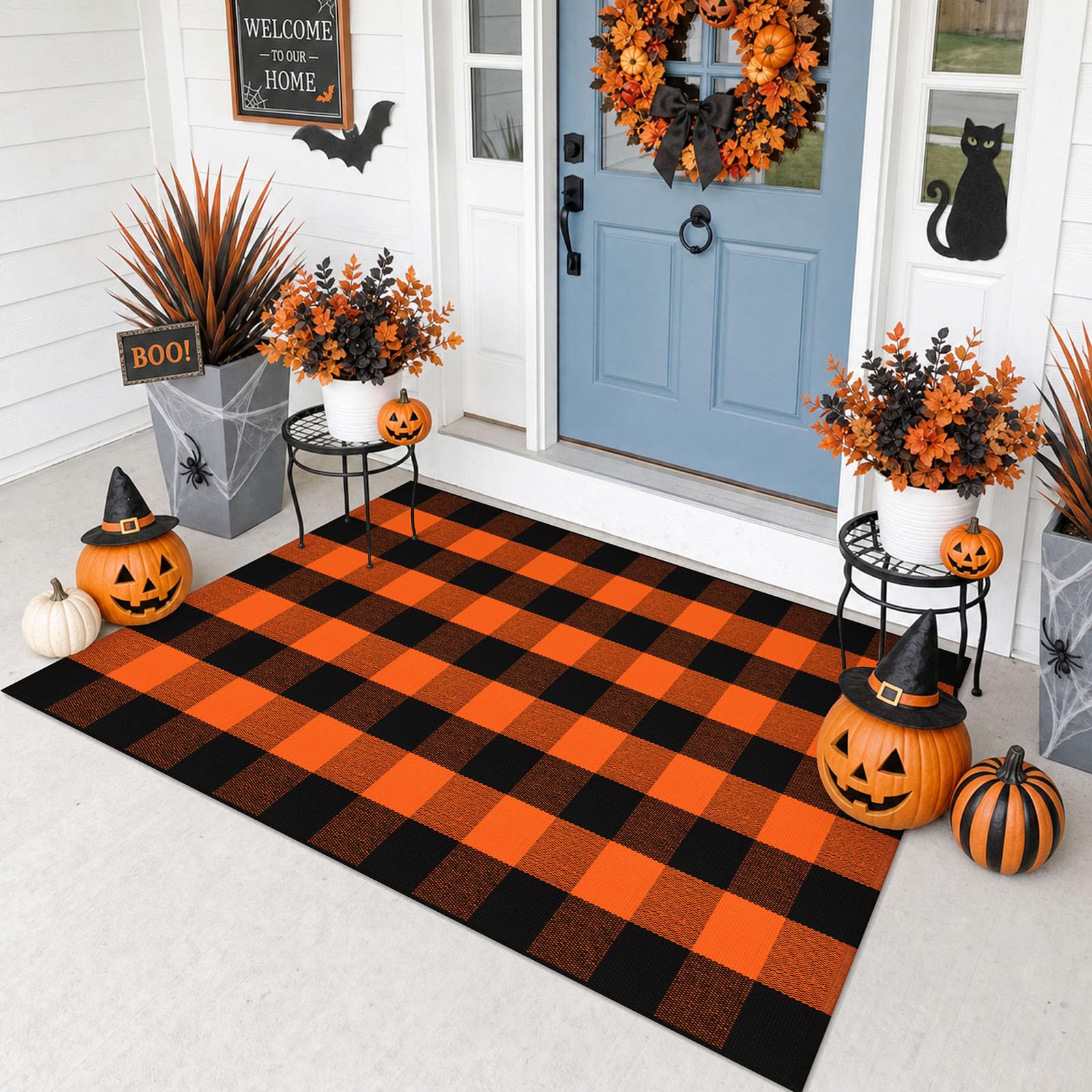 Black & White Striped Rug - Entryway Mat -11